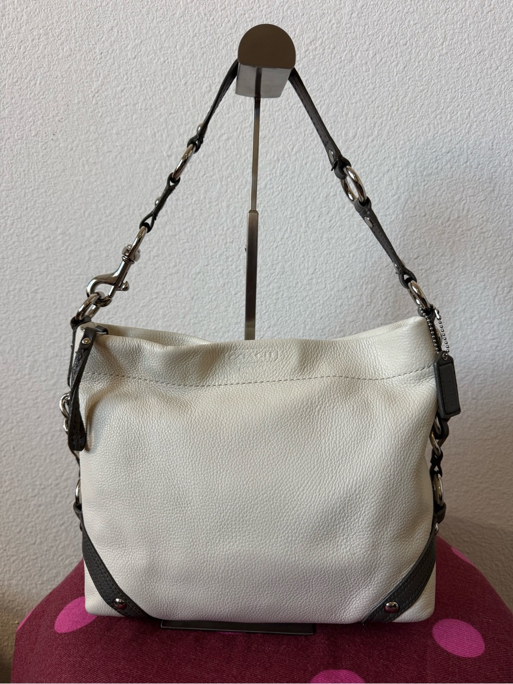 Coach Carly Y2K Pebbled Leather Hobo Bag Ivory Cream F15251